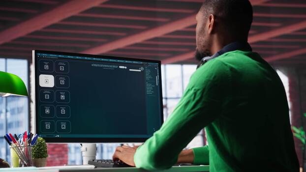 Designer working with AI creative tools on a desktop screen
